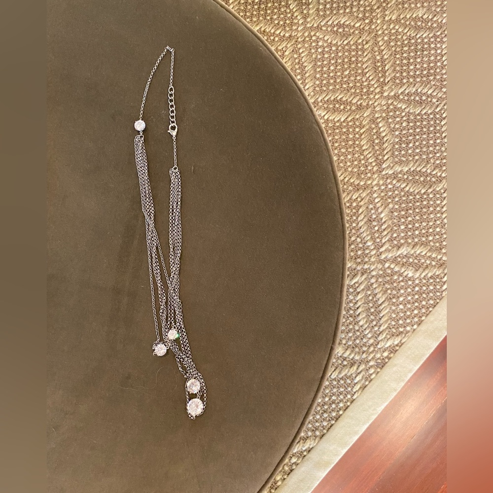 Silver toned, multi layered necklace